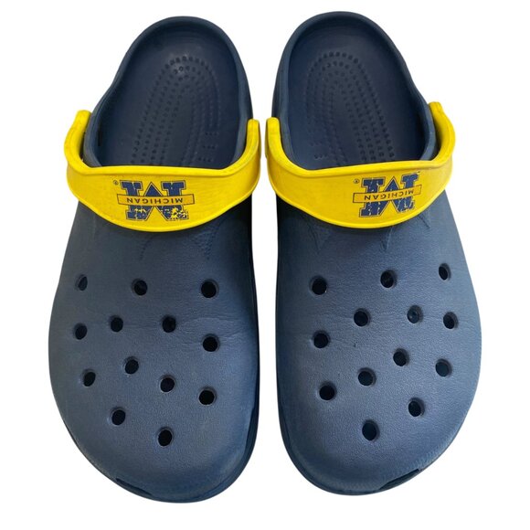 Crocs University Michigan Classic Clogs Beach Navy Blue Yellow Mens XXL 12-13 - Picture 7 of 9